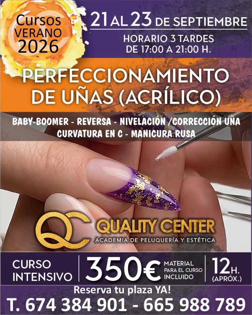 Banner Cursos de Verano Academia Quality: Curso de Perfeccionamiento de Uñas Acrílicas