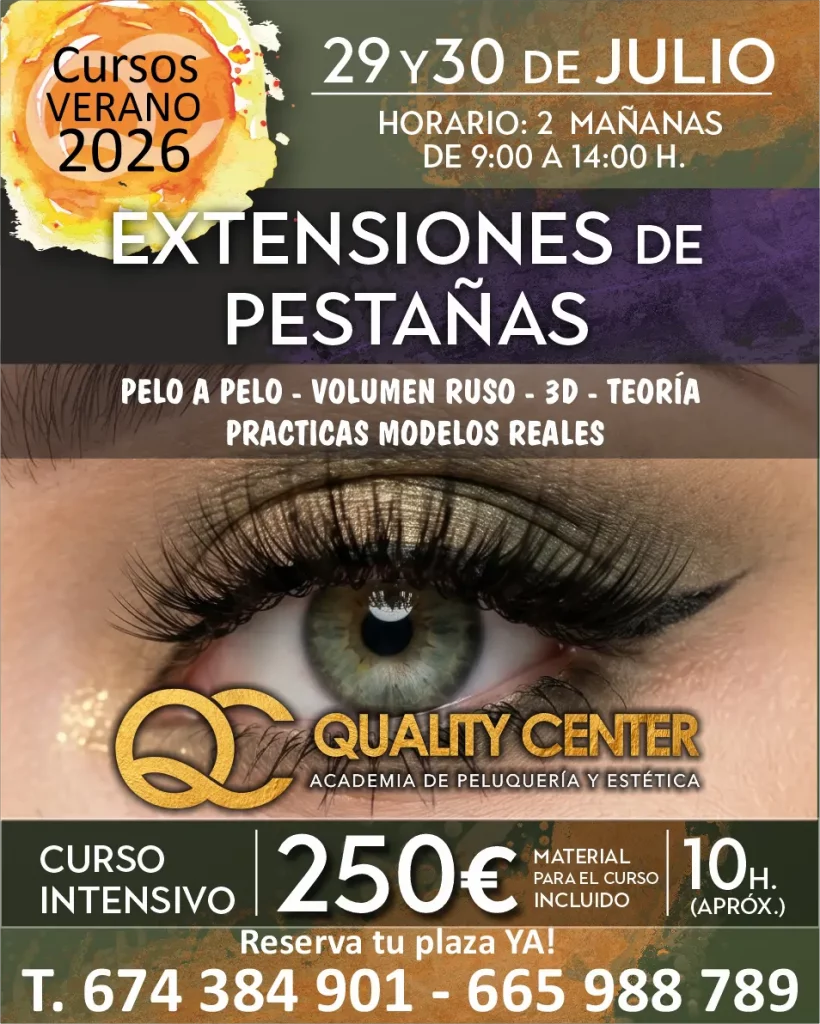 Banner Cursos de Verano Academia Quality: Curso de Extensiones de Pestañas