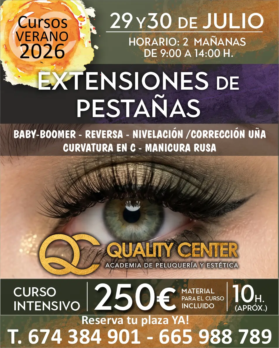 Banner Cursos de Verano Academia Quality: Curso de Extensiones de Pestañas