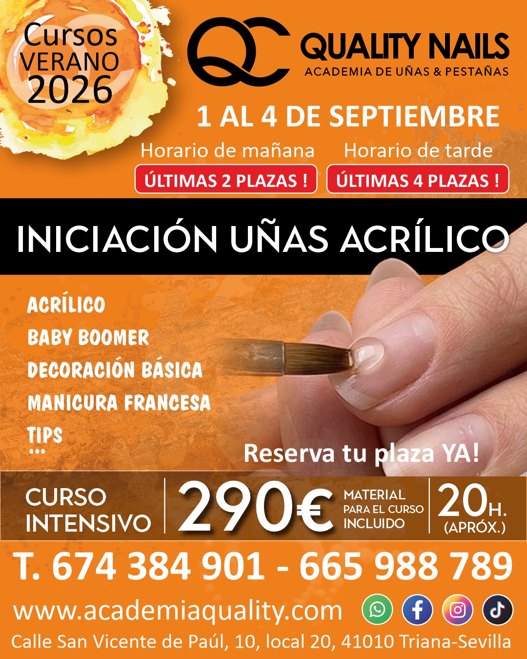 Imagen Banner Cursos de Verano Academia Quality: Curso de Perfeccionamiento de Uñas Acrílicas