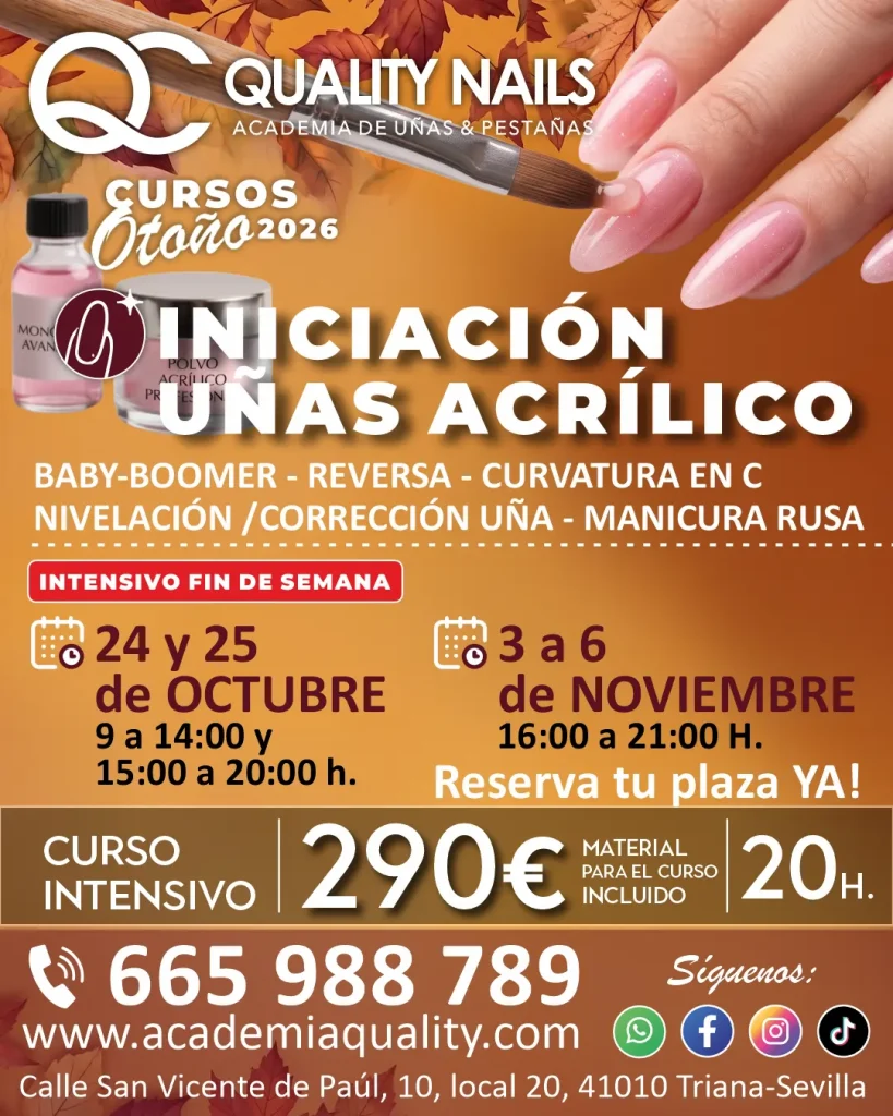 Banner Curso de Iniciación a las Uñas de Acrílico en triana Sevilla